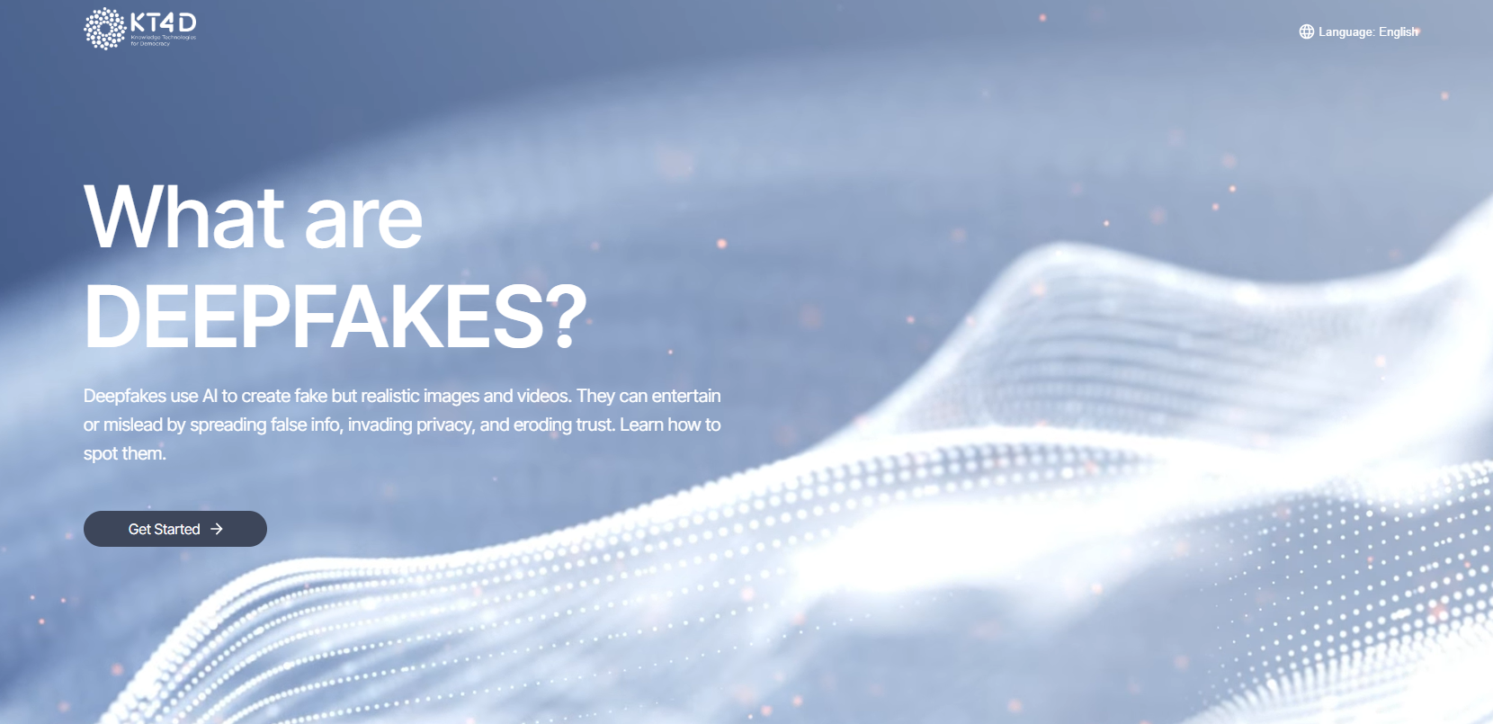 Deepfake explainer screenshot homepage